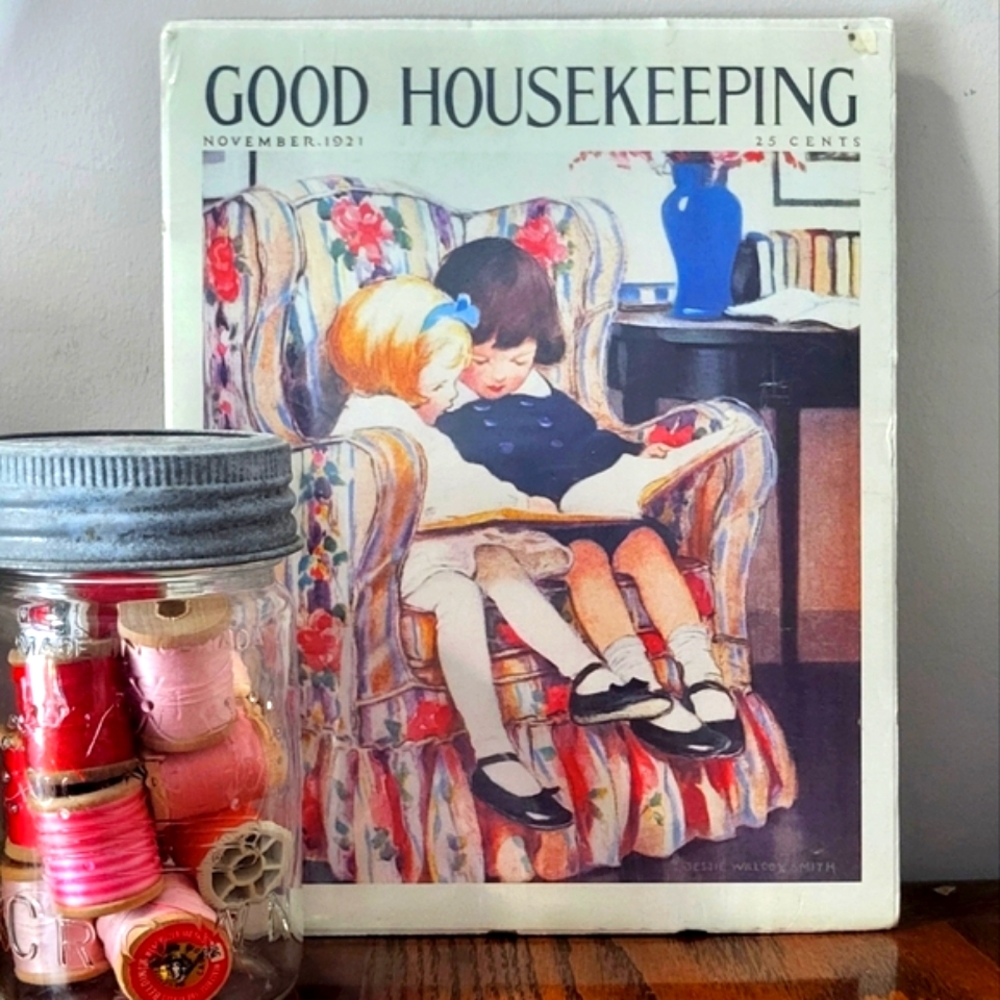 Good House Keeping Vintage Print , Shabby Chic / SPRING DECOR,